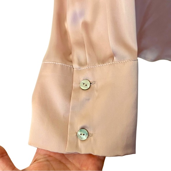 🌸🌸 NWOT Zara Satin Button Down Collared Shirt in Pale Pink – Size Medium - Picture 3 of 6